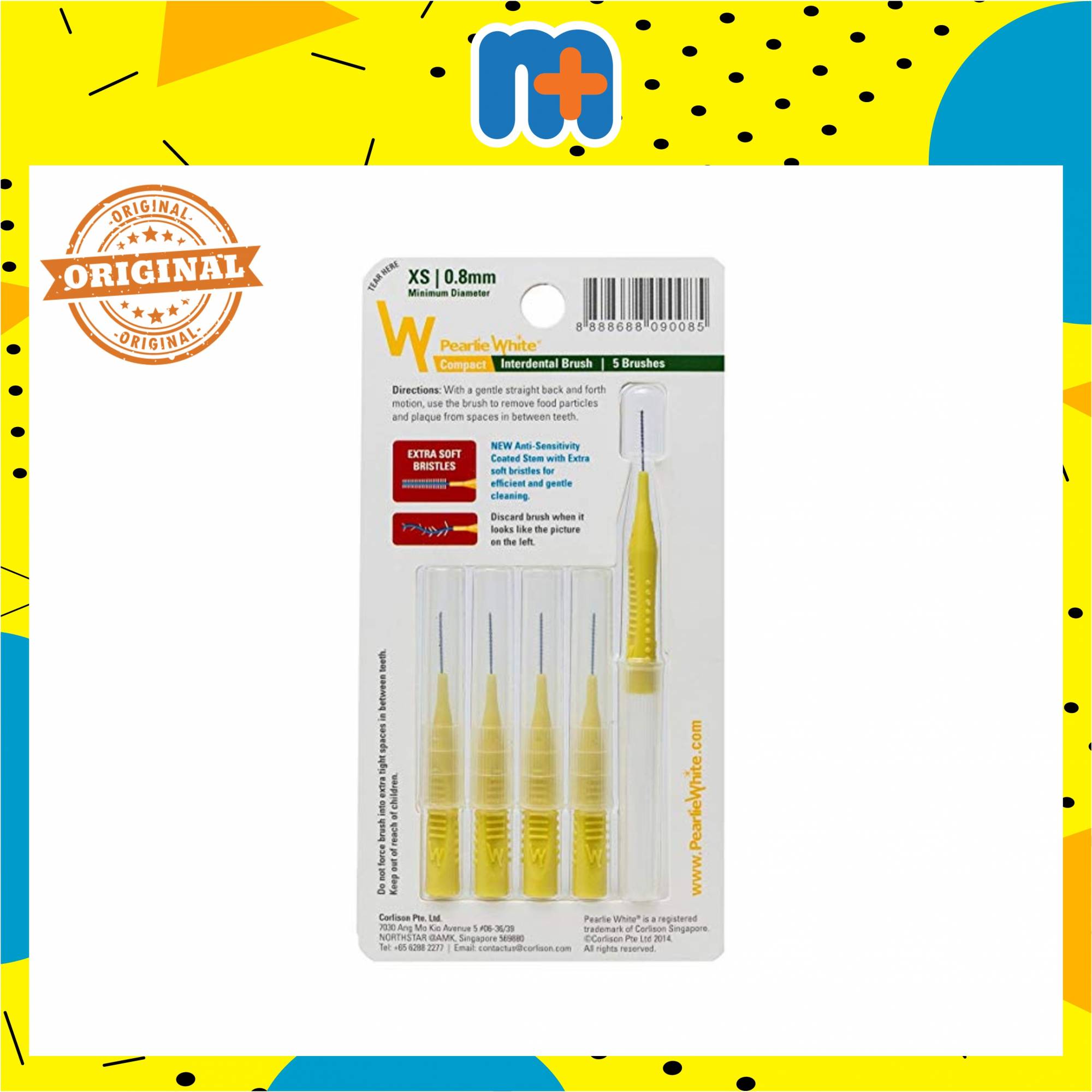 [MPLUS] PEARLIE WHITE COMPACT INTERDENTAL BRUSH XS 0.8MM 5S